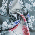 Steel Grey Floral Abstract Printed Silk - Rex Fabrics