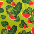 Watermelon and Leaves Patterned Printed Silk - Rex Fabrics